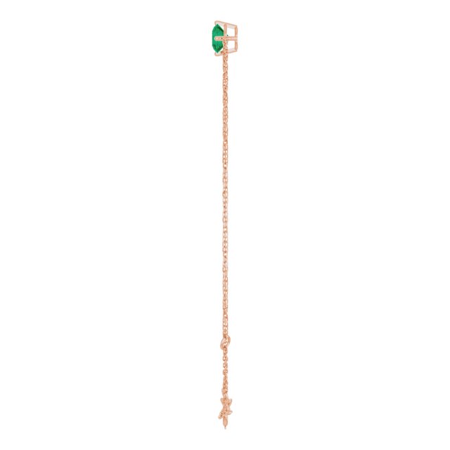 14K Gold Round Lab-Grown Emerald Link Bracelet - Rose Gold - view 3