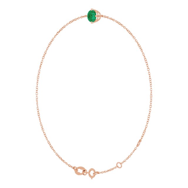 14K Gold Round Lab-Grown Emerald Link Bracelet - Rose Gold - view 2