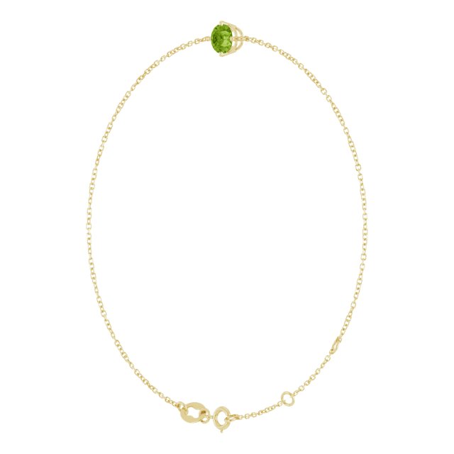 14K Gold Round Natural Peridot Link Bracelet - Yellow Gold - view 2