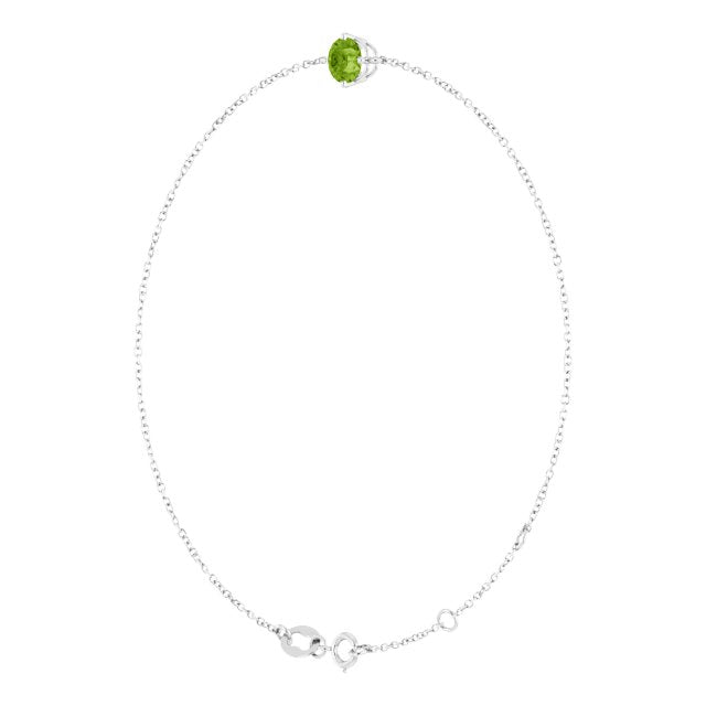 14K Gold Round Natural Peridot Link Bracelet - White Gold - view 2