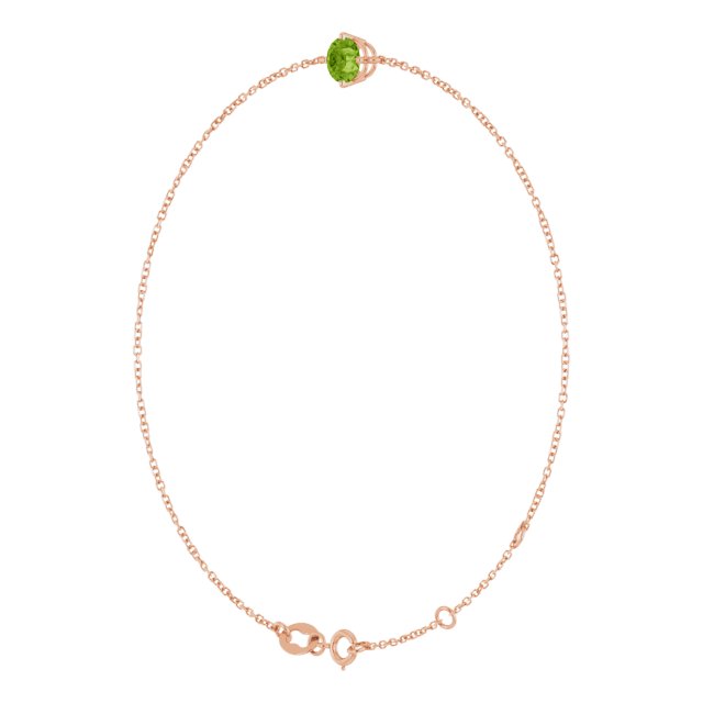 14K Gold Round Natural Peridot Link Bracelet - Rose Gold - view 2