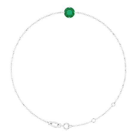 Platinum Round Lab-Grown Emerald Link Bracelet