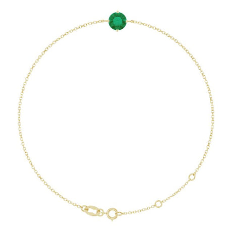 14K Gold Round Lab-Grown Emerald Link Bracelet - Yellow Gold