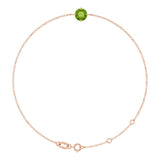 14K Gold Round Natural Peridot Link Bracelet - Rose Gold