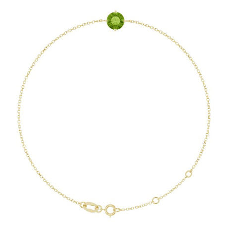 14K Gold Round Natural Peridot Link Bracelet - Yellow Gold