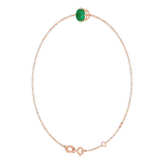 14K Gold Round Lab-Grown Emerald Link Bracelet - Rose Gold - view 2