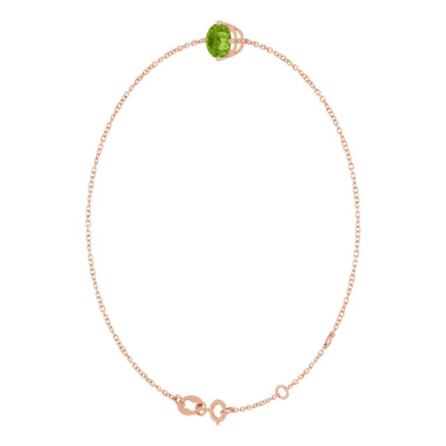 14K Gold Round Natural Peridot Link Bracelet - Rose Gold - view 2