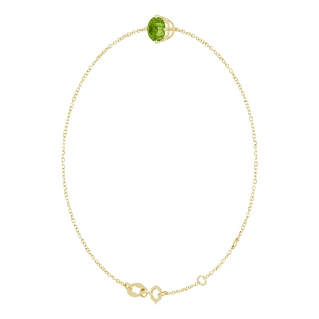14K Gold Round Natural Peridot Link Bracelet - Yellow Gold - view 2