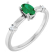 14K Gold Oval Lab-Grown Emerald & Natural Diamond Accented Ring – 6x4mm - White Gold
