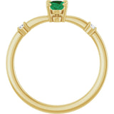 14K Gold Oval Lab-Grown Emerald & Natural Diamond Accented Ring – 6x4mm - Yellow Gold - view 2