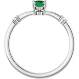 14K Gold Oval Lab-Grown Emerald & Natural Diamond Accented Ring – 6x4mm - White Gold - view 2