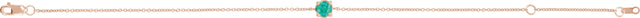 14K Gold Round Natural Emerald Solitaire Link Bracelet - Rose Gold - view 4