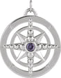 14K Gold Round Natural Iolite Compass Necklace or Pendant - White Gold