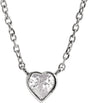 Platinum Natural White Sapphire Heart Bezel-Set Necklace