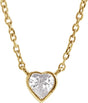 14K Gold Natural White Sapphire Heart Bezel-Set Necklace - Yellow Gold