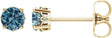 14K Gold Natural Blue Topaz Round 4-Prong Scroll Setting Stud Earrings