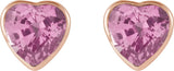 14K Gold Natural Pink Sapphire Heart Bezel-Set Stud Earrings - Rose Gold - view 2