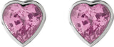 Platinum Natural Pink Sapphire Heart Bezel-Set Stud Earrings - view 2