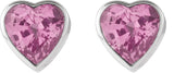 Platinum Natural Pink Sapphire Heart Bezel-Set Stud Earrings - view 2