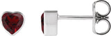 Platinum Natural Mozambique Garnet Heart Bezel-Set Stud Earrings