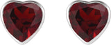 Platinum Natural Mozambique Garnet Heart Bezel-Set Stud Earrings - view 2