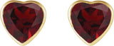 14K Gold Natural Mozambique Garnet Heart Bezel-Set Stud Earrings - Yellow Gold - view 2