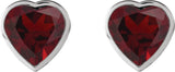 Platinum Natural Mozambique Garnet Heart Bezel-Set Stud Earrings - view 2