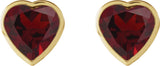 14K Gold Natural Mozambique Garnet Heart Bezel-Set Stud Earrings - Yellow Gold - view 2