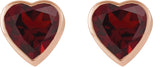 14K Gold Natural Mozambique Garnet Heart Bezel-Set Stud Earrings - Rose Gold - view 2