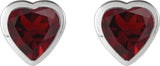 Platinum Natural Mozambique Garnet Heart Bezel-Set Stud Earrings - view 2