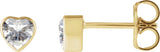 14K Gold Lab-Grown Moissanite Heart Bezel-Set Stud Earrings - Yellow Gold