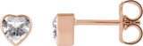 14K Gold Lab-Grown Moissanite Heart Bezel-Set Stud Earrings - Rose Gold