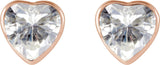14K Gold Lab-Grown Moissanite Heart Bezel-Set Stud Earrings - Rose Gold - view 2