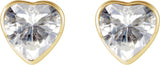 14K Gold Lab-Grown Moissanite Heart Bezel-Set Stud Earrings - Yellow Gold - view 2