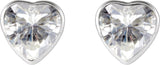 14K Gold Lab-Grown Moissanite Heart Bezel-Set Stud Earrings - White Gold - view 2