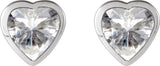 14K Gold Lab-Grown Moissanite Heart Bezel-Set Stud Earrings - White Gold - view 2