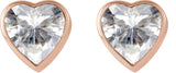 14K Gold Lab-Grown Moissanite Heart Bezel-Set Stud Earrings - Rose Gold - view 2