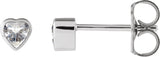 Platinum Lab-Grown Moissanite Heart Bezel-Set Stud Earrings