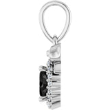 Platinum Oval Natural Black Onyx & Natural Diamond Accented Bow Necklace or Pendant - view 3