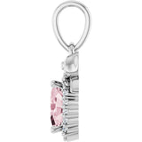 Platinum Oval Natural Pink Morganite & Natural Diamond Accented Bow Necklace or Pendant - view 3