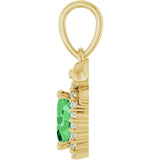 14K Gold Oval Natural Tsavorite Garnet & Natural Diamond Accented Bow Necklace or Pendant - Yellow Gold - view 3