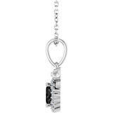 Platinum Oval Natural Black Onyx & Natural Diamond Accented Bow Necklace or Pendant - view 3