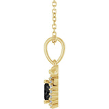 14K Gold Oval Natural Black Onyx & Natural Diamond Accented Bow Necklace or Pendant - Yellow Gold - view 3