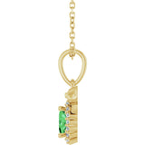 14K Gold Oval Natural Tsavorite Garnet & Natural Diamond Accented Bow Necklace or Pendant - Yellow Gold - view 3