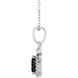 Platinum Oval Natural Black Onyx & Natural Diamond Accented Bow Necklace or Pendant - view 3