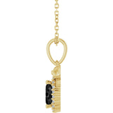 14K Gold Oval Natural Black Onyx & Natural Diamond Accented Bow Necklace or Pendant - Yellow Gold - view 3