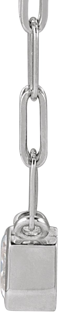 14K Gold Asscher Lab-Grown Moissanite Solitaire Necklace - White Gold - view 2