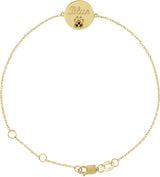 14K Gold Round Natural Black Spinel Engravable Paw Print Bracelet - Yellow Gold - view 3