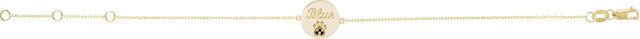 14K Gold Round Natural Black Spinel Engravable Paw Print Bracelet - Yellow Gold - view 2