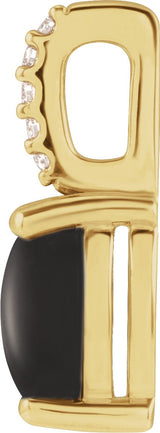 14K Gold Oval Natural Black Onyx & Natural Diamond Accented Cabochon Necklace or Pendant – 0.02 CTW - Yellow Gold - view 2
